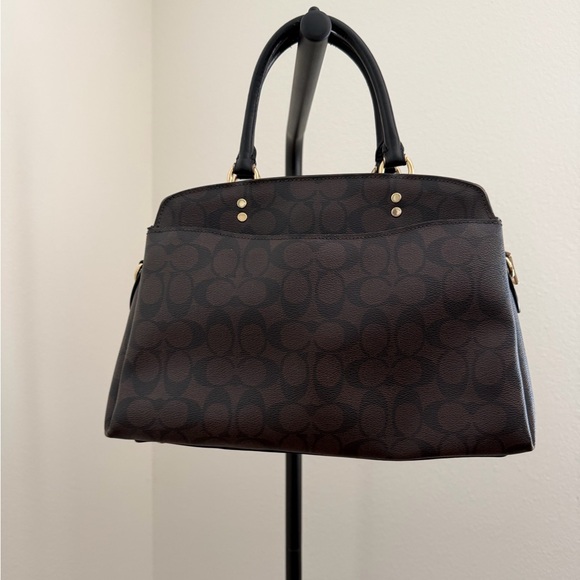 Coach Lillie Carryall Signature Canvas Brown Black Satchel Crossbody - Picture 9 of 12